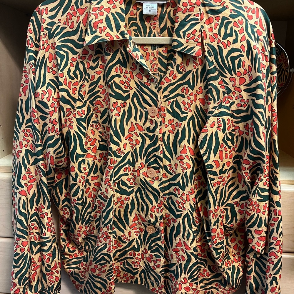 Vibrant Patterned Button Down Women's Shirt